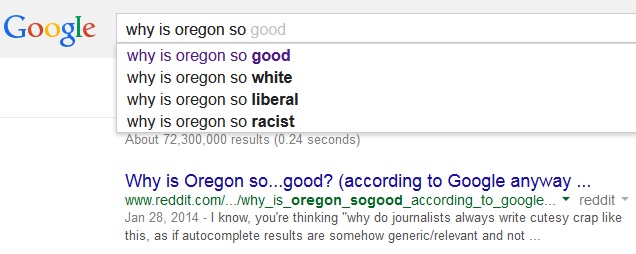 A Google search for "Why is Oregon so -- " Jan. 8, 2015 (KOIN 6 News)