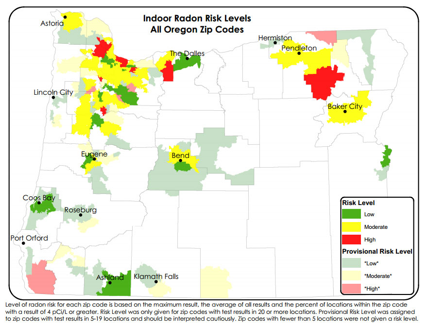 Several pockets of high-risk areas populate around the Willamette Valley, and in eastern and southern Oregon. (oregon.gov)