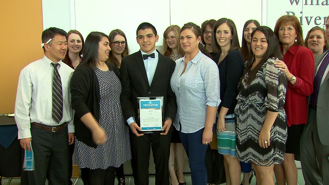 Bryan Gastelum-Plata was named the Youth of the Year by the Boys and Girls Clubs of Oregon, March 19, 2015 (KOIN 6 News)