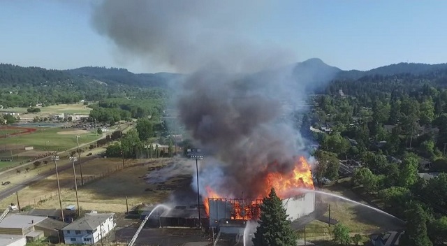 Eugene's Civic Stadium burned, June 29, 2015 (KOIN)