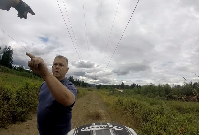 Landowner Darrin Diegel in a screen grab from Jered Parker's GoPro in Washougal, July 27, 2015.
