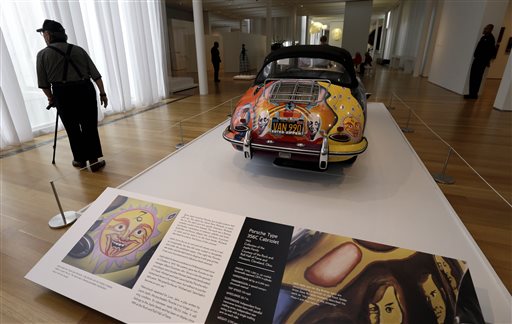 In this photo taken Wednesday, Oct. 9, 2013 a 1965 Porsche Type 356 C Cabriolet that once belonged to Janis Joplin is seen as part of the Porsche By Design Seducing Speed exhibit at the North Carolina Museum of Art in Raleigh, N.C. (AP Photo/Gerry...