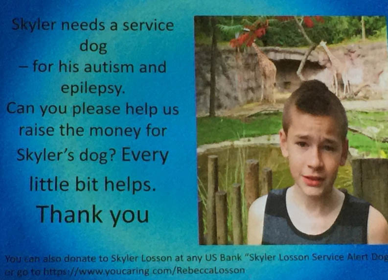 Skyler and his family are raising money to get him a special therapy dog. (The Losson Family)