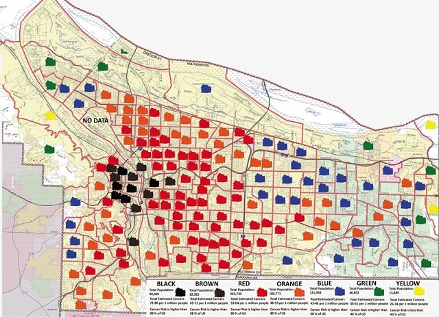 This map made by Paul Koberstein for the Portland Tribune shows dangerous levels of carcinogenic heavy metals and chemical compounds contaminat_277552