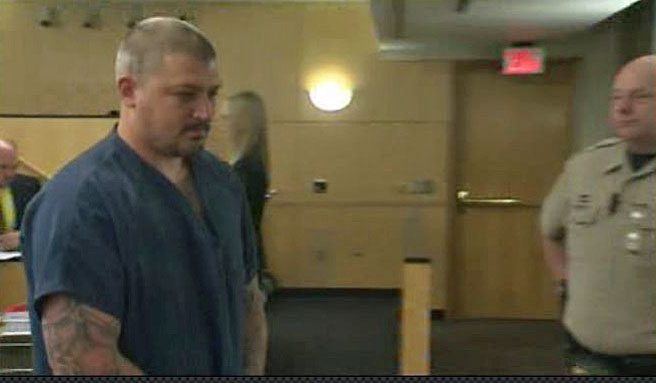 Brent Luyster in a Vancouver court appearance on charges of second-degree felony assault and racially motivated malicious harassment, May 17, 2013 (KOIN 6 News)