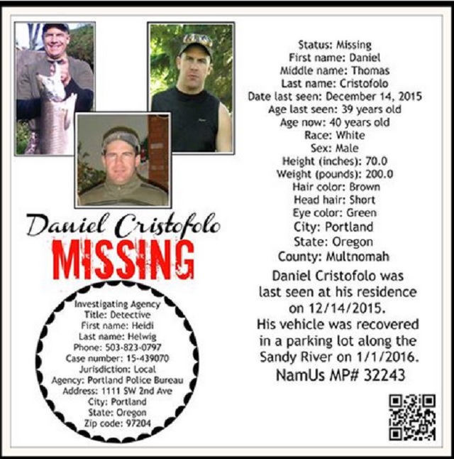 Daniel Cristfolo in an undated photos posted to the "Help Find Daniel" Facebook page, July 8, 2016