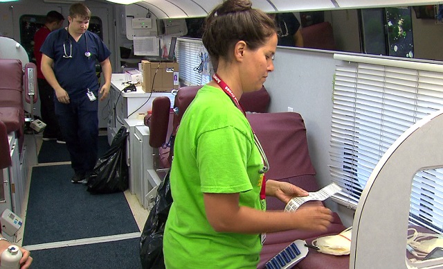 Inside the Red Cross Bloodmobile in Portland, July 29, 2016 (KOIN)