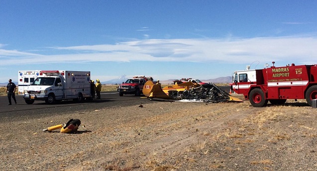 Pilot Marcus Paine died in this crash at the Madras Municipal Airport during the Airshow of the Cascades, August 27, 2016 (Courtesy: Jefferson County Sheriff's Office)