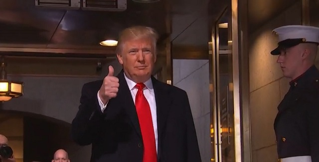 Donald Trump, minutes before being sworn in as 45th President of the United States, January 20, 2017 (CBSN)