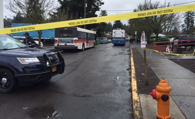 Portland police shot and killed an armed robbery suspect near the Portland Value Inn, February 9, 2017 (KOIN)