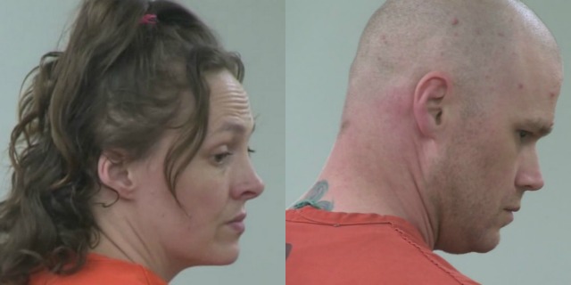 Ashley Barry and Neil Alway during their first court appearance on murder and kidnapping charges in Clark County, May 8, 2017 (KOIN)