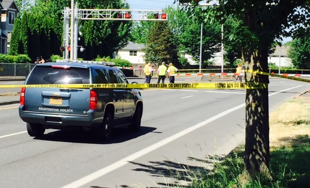 A pedestrian was killed by a MAX train in Beaverton, June 5, 2017 (KOIN)