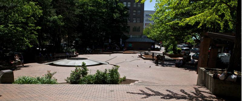 Downtown Portland's O'Bryant Square park was closed Monday, March 5, because of structural safety concerns in the underground parking garage.