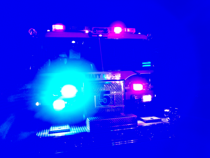 File - Generic Fire Truck with Lights on at Night_197628