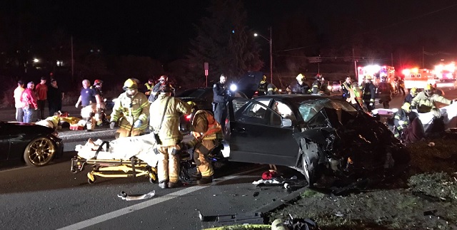 One person died and 5 others hurt in this head-on crash on TV Hwy near NW 341st in Cornelius, November 17, 2018 (WCSO)