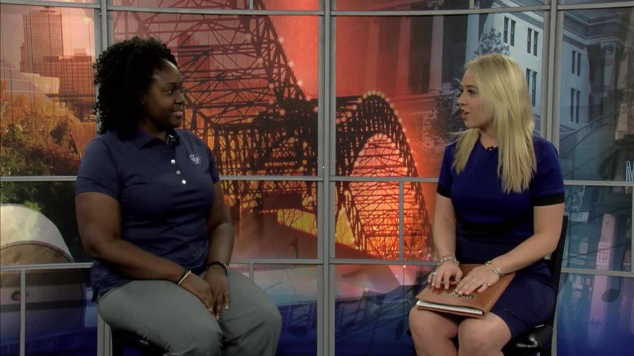 Local 24 Sports' Jessica Benson with Mackenzie Mack of the Tennessee Golf Foundation