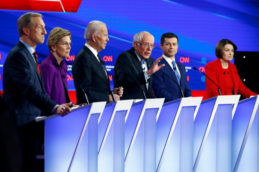 Amy Klobuchar, Pete Buttigieg, Bernie Sanders, Joe Biden, Elizabeth Warren, Tom Steyer