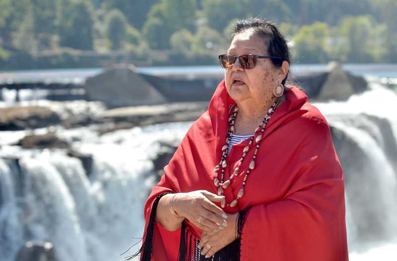 Grand Ronde Tribal Chairwoman Cheryle A. Kennedy spoke about the cultural importance of Willamette Falls in 2019. (Credit: Pamplin Media Group/Vern Uyetake)