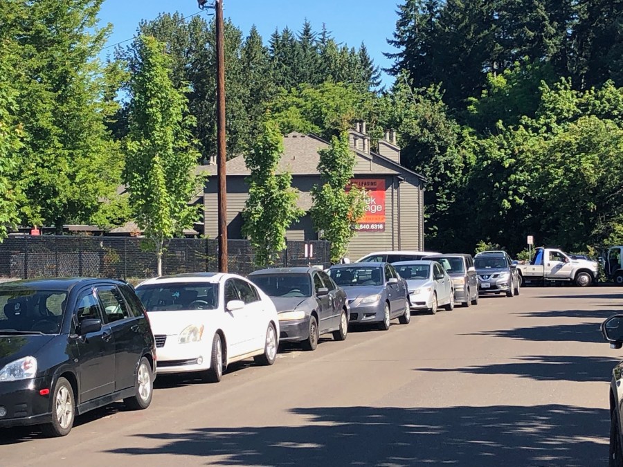 Officers at the scene of a shooting involving a tow truck driver and another individual in Hillsboro on June 17, 2021. (KOIN)