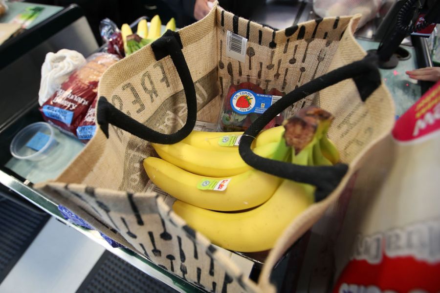 Reusable bags in use at New World supermarket in New Lynn on June 12, 2018 in Auckland, New Zealand. (Photo by Fiona Goodall/Getty Images)