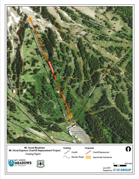 New Mt. Hood Meadows chairlift map