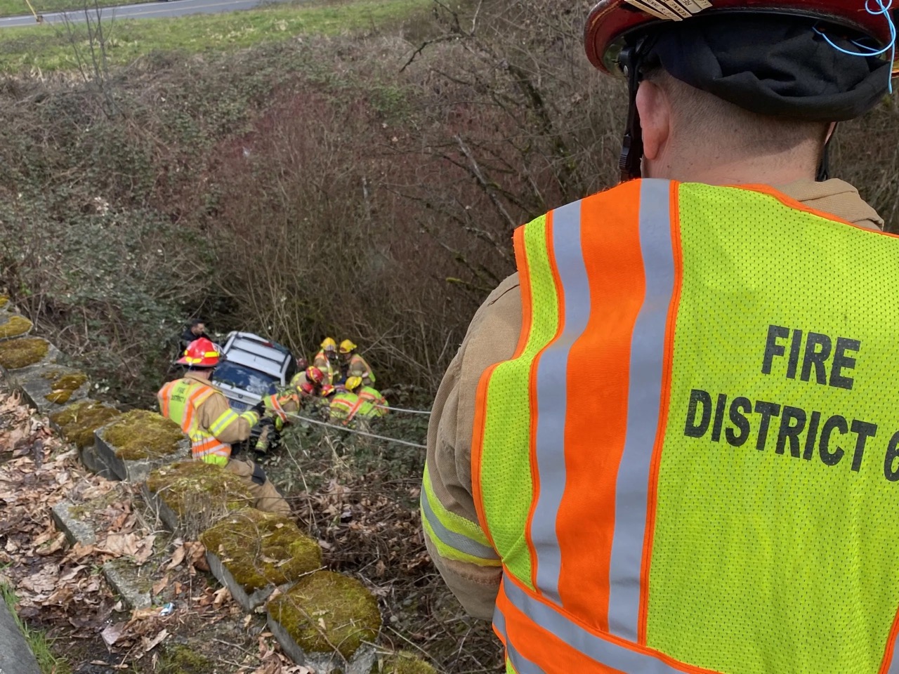 Driver saved after car drops 25 feet down gully march 10 2022