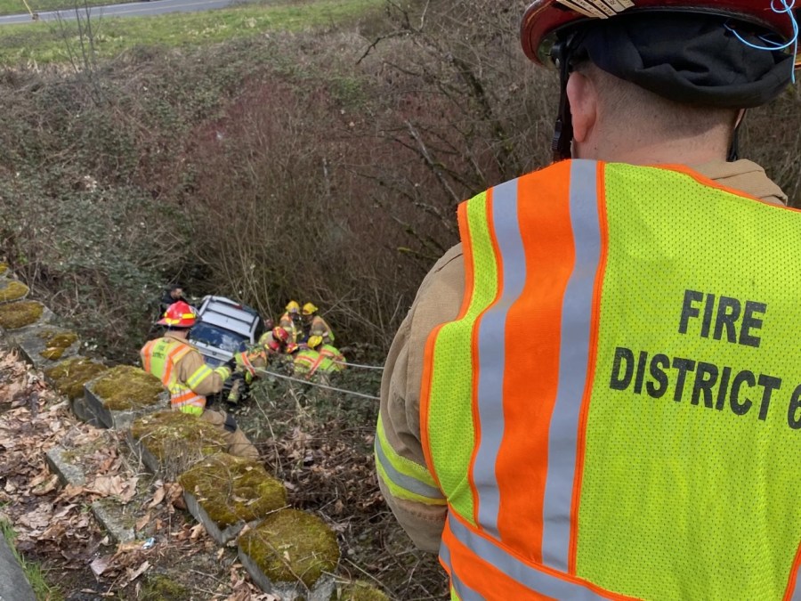 Driver saved after car drops 25 feet down gully march 10 2022
