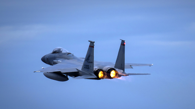 Fighter jets training in the night sky over Portland