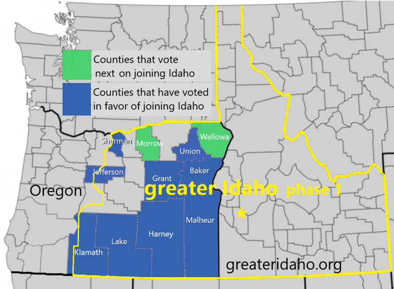 Supporters of the Greater Idaho movement proposed a new map on Monday, May 23, 2022 after voters in two southwestern Oregon counties decided against Greater Idaho-related measures.