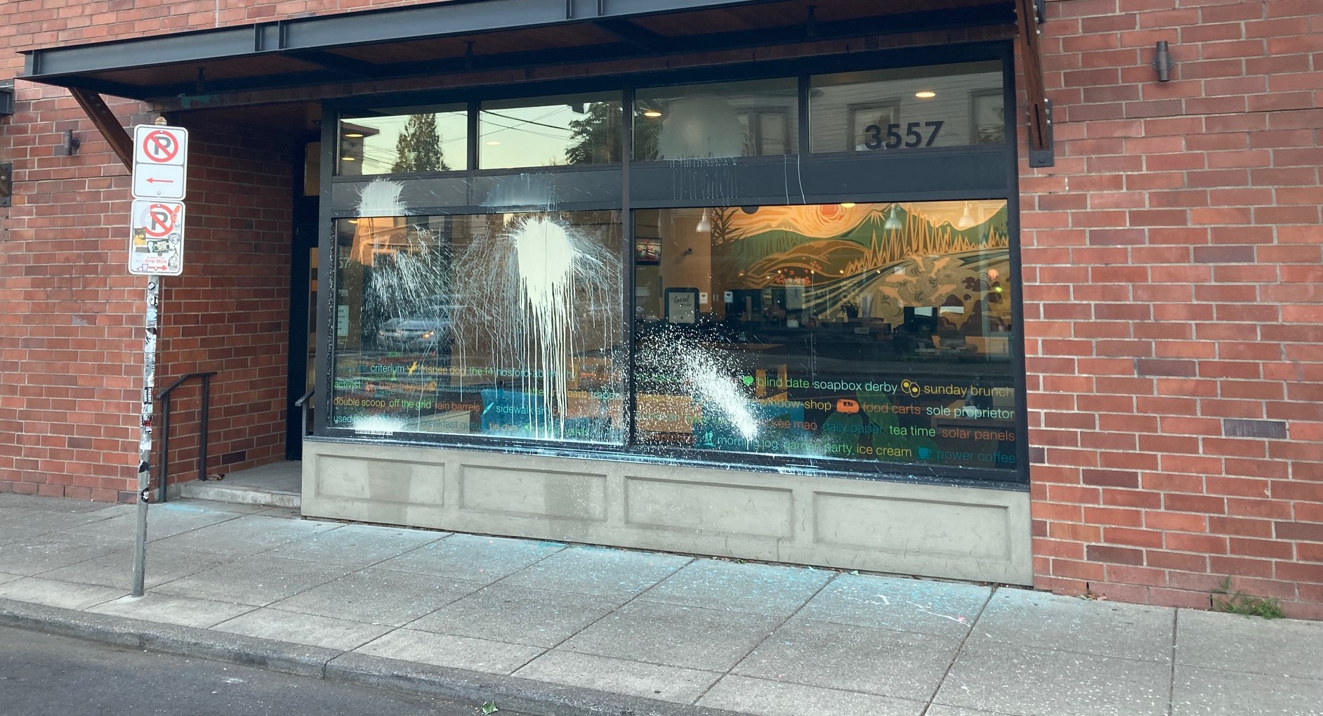 A Southeast Portland business vandalized with paint