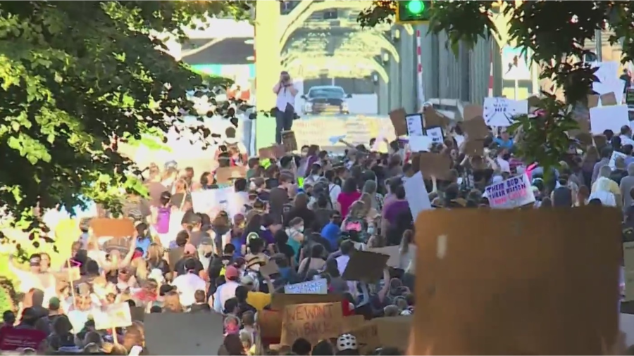 Portland OR protests underway after overturn of Roe v Wade