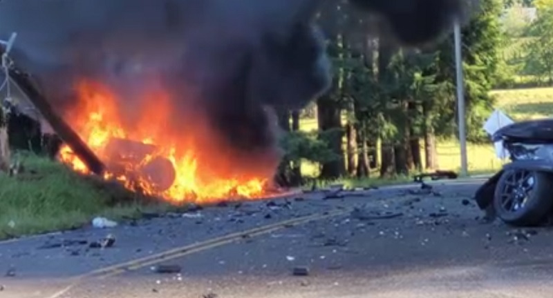 A 16-year-old driving a Corvette was involved in a crash that left his passenger dead plus a mom and her 2 children injured, June 24, 2022 (Courtesy to KOIN)