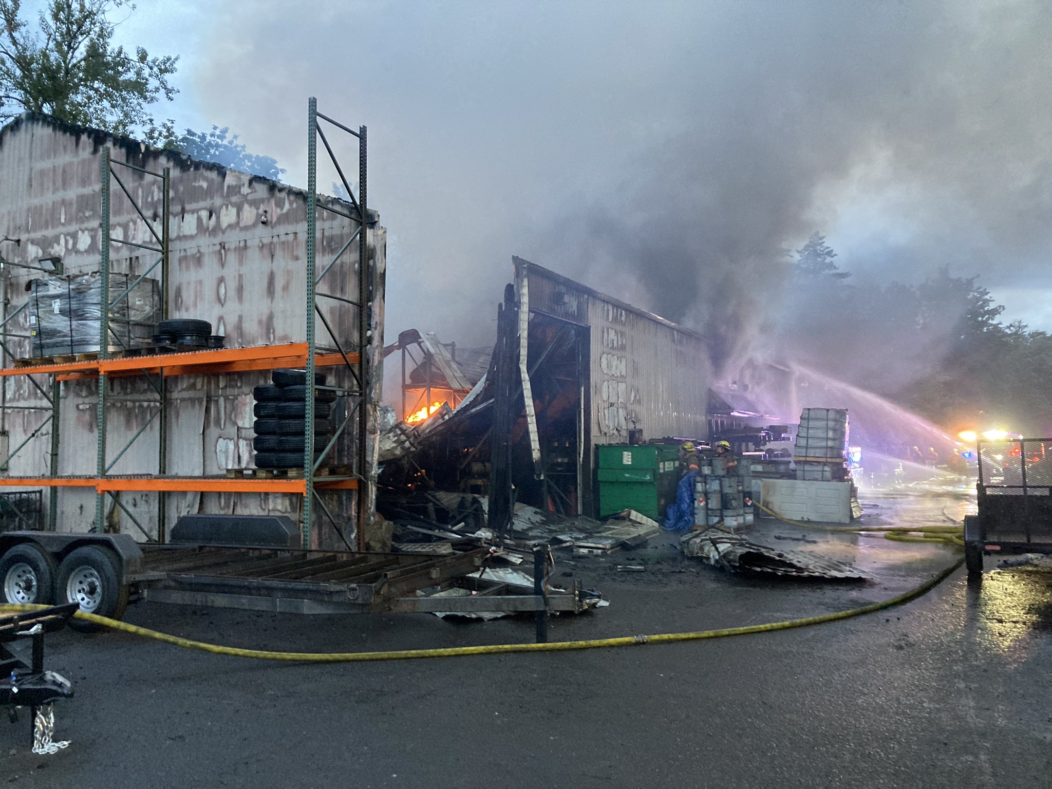 Firefighters battled a second alarm blaze in Southeast Portland early Thursday morning, officials said.