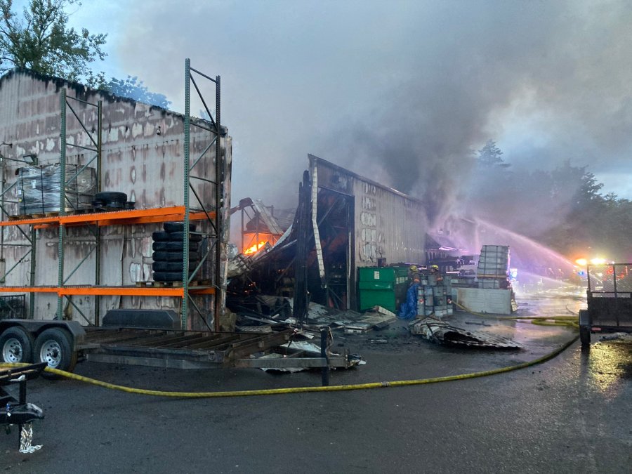 Firefighters battled a second alarm blaze in Southeast Portland early Thursday morning, officials said.