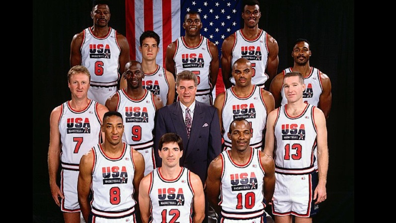 The 1992 Dream Team with Coach Chuck Daly. Clyde Drexler of the Portland Trail Blazers is Number 10. (USA Basketball)