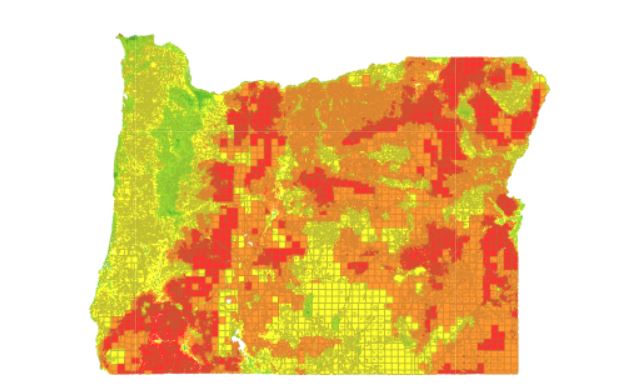 Oregon wildland-urban interface map