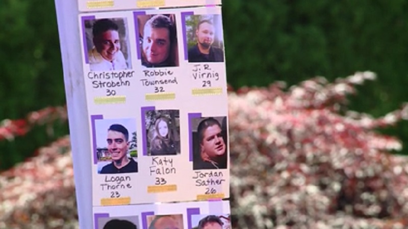 Pictures of those who may have been saved by Narcan were shown at a Clackamas County event, Need for Narcan, July 23, 2022 (KOIN)