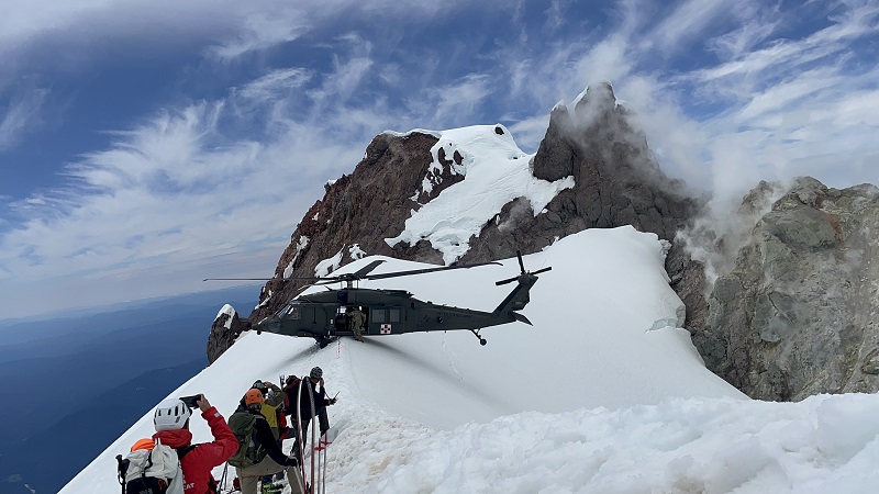 A 43-year-old Happy Valley man was airlifted after falling about 600 feet on Mount Hood, July 2, 2022 (Clackamas County Sheriff's Office)