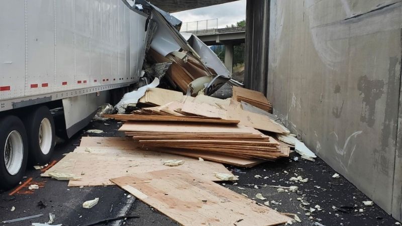 Plywood spilled onto I-5 SB Tuesday, July 6, 2022 forcing officials to close the roadway for several hours