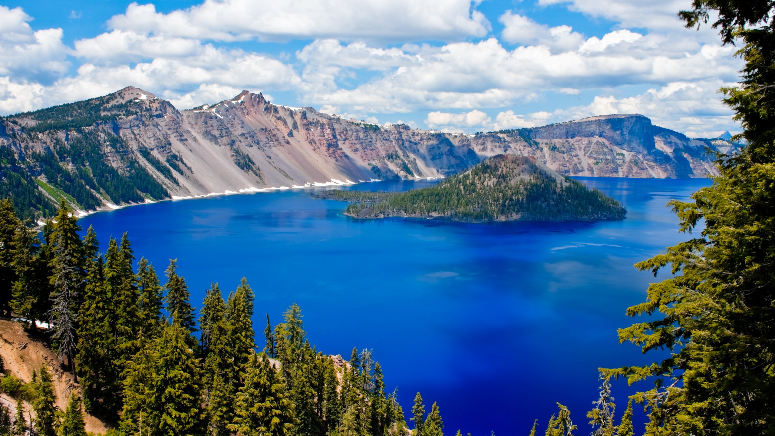 Crater lake on a summer day