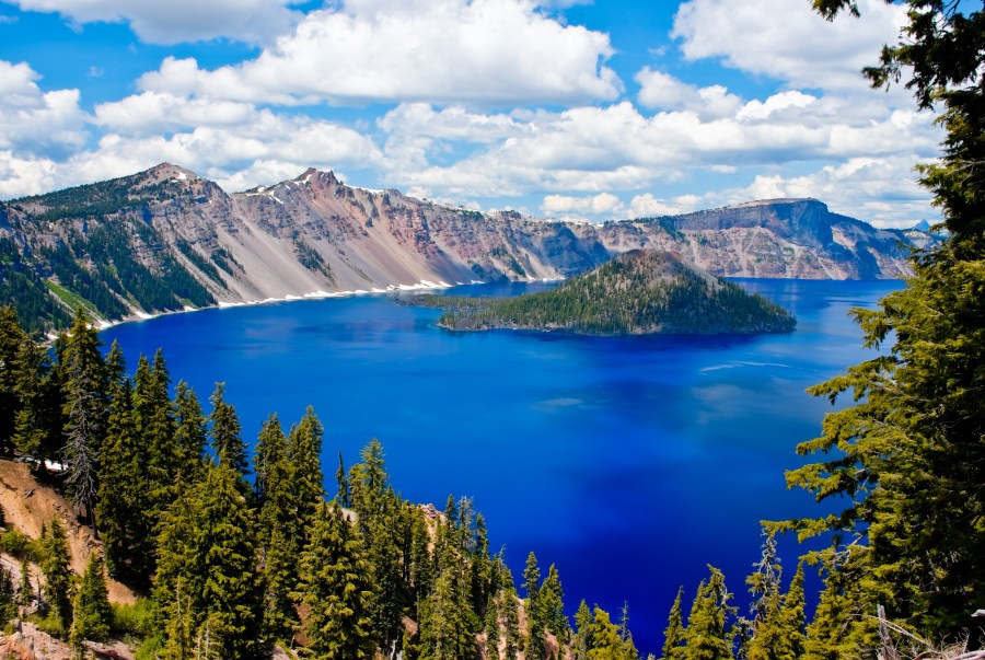 Crater lake on a summer day