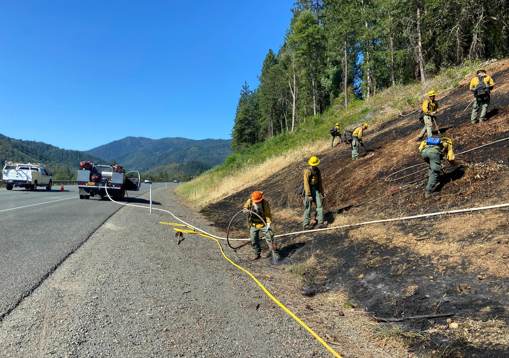 Oregon Department of Forestry fights fire along I-5