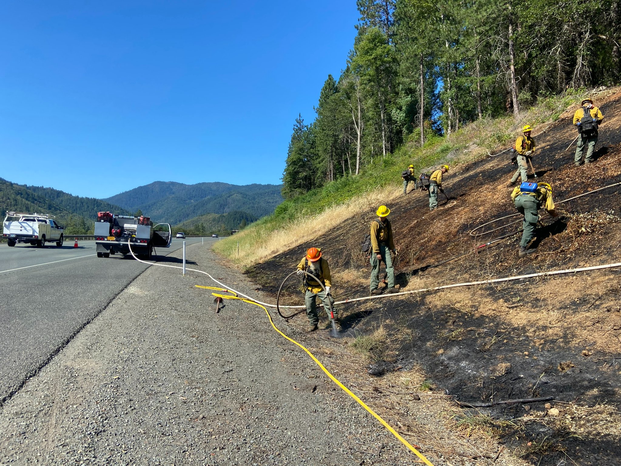 Oregon Department of Forestry fights fire along I-5