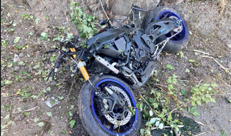 A motorcyclist was seriously hurt in a crash with a car on Hwy 30 between Linnton and Sauvie Island Bridge, August 13, 2022 (PPB)