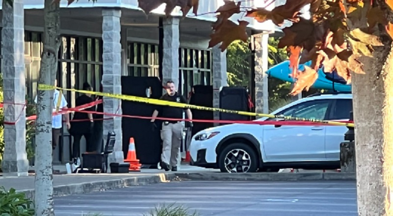 An incident at 2nd and Hill brought the McMinnville police and the Oregon State Police to the scene, August 23, 2022 (KOIN)