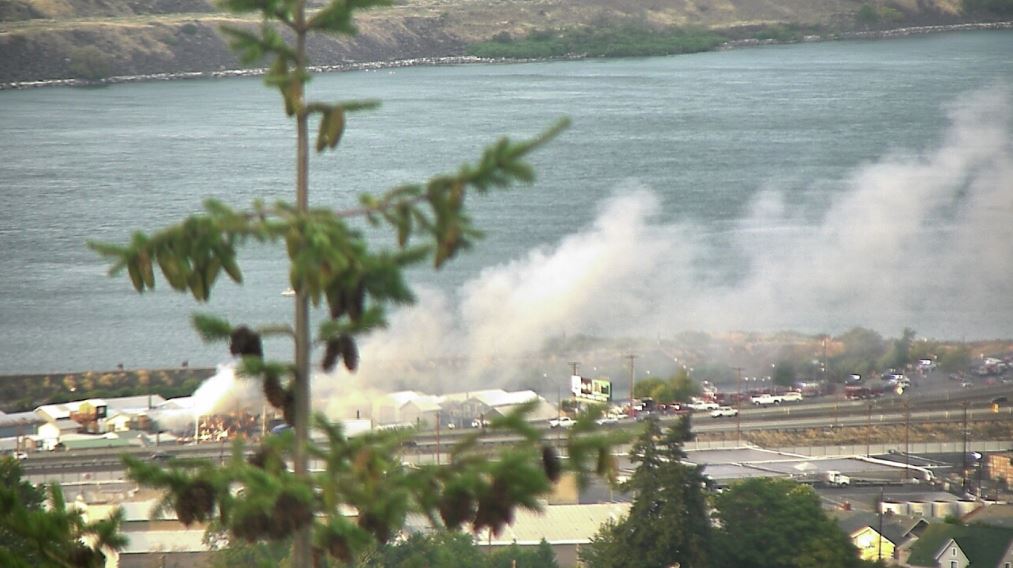 A fire erupted at a marine in The Dalles on Monday, August 1, 2022