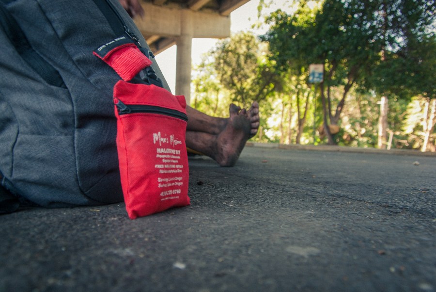 Small groups of OHSU School of Nursing faculty and students have hit the streets in Medford and Ashland to visit with people who are experiencing homelessness and offer basic health services.