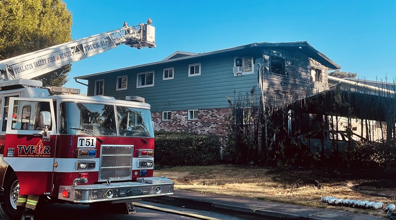 Nine people were displaced when a car fire spread to an apartment building on SW Allen Boulevard in Beaverton, September 25, 2022 (TVFR)