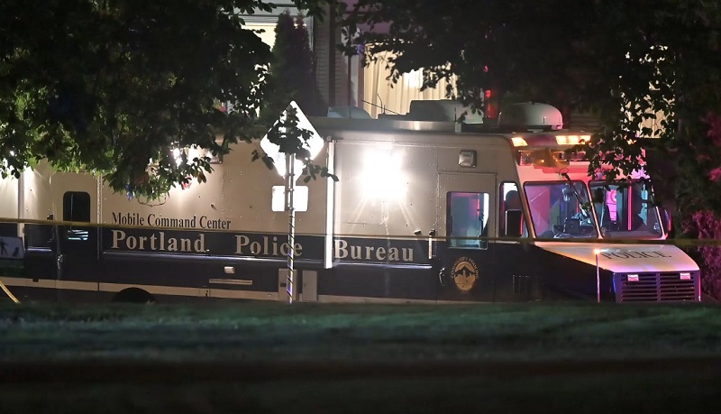 The Portland Police Bureau Mobile Command Center at a crime scene, September 24, 2022 (KOIN)