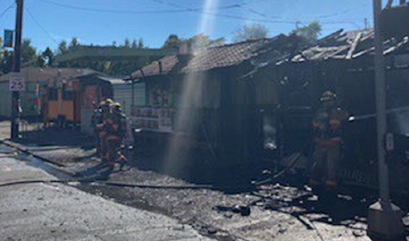 At least 2 food carts on North Vancouver Avenue were destroyed by fire, September 4, 2022 (PFR)